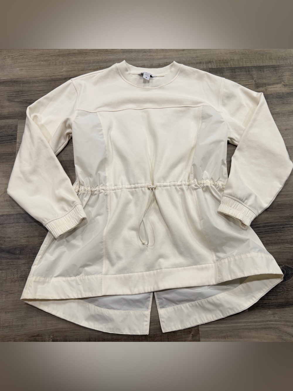 Athleta Cream Drawstring Waist Pullover Sweatshirt